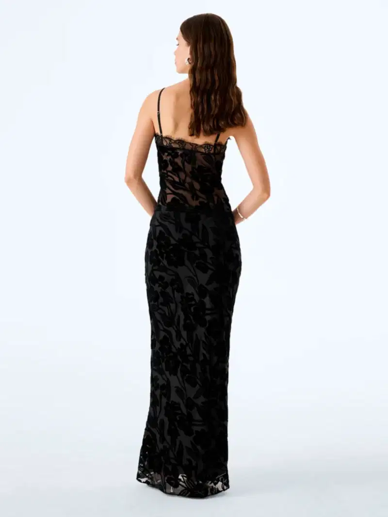 Cierra Skirt in Black Devore