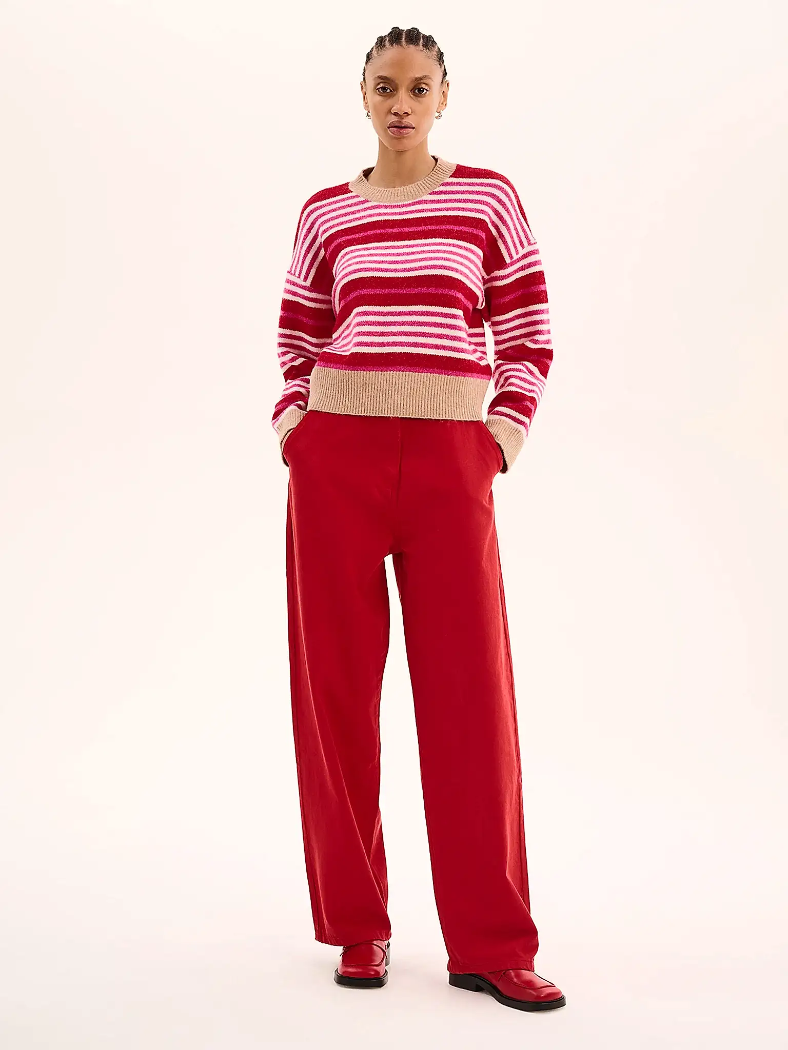 Clementine Stripe Jumper in Pink and Red