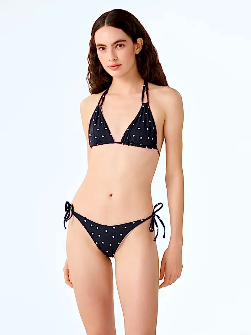 Coral Reversible Bikini Set in White Polka Dot