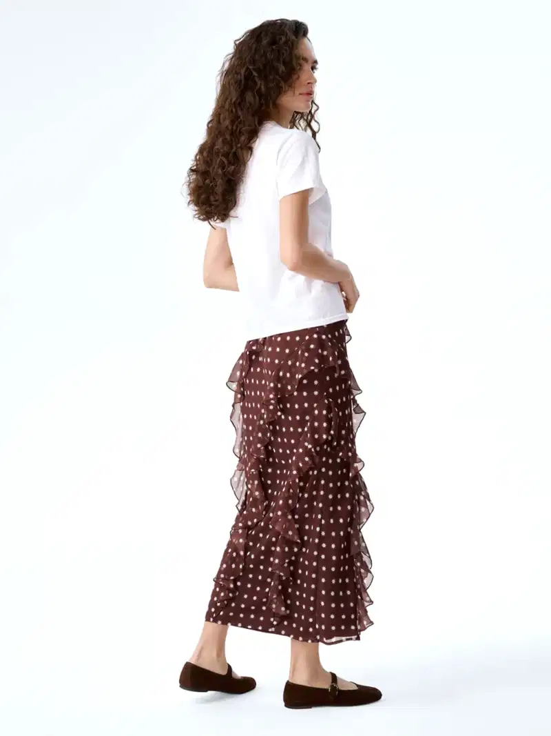 Darline Skirt in Brown Starburst Print