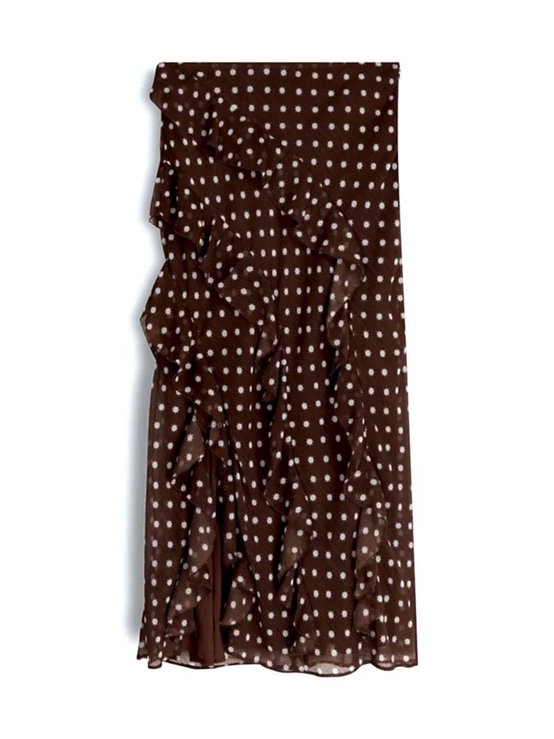 Darline Skirt in Brown Starburst Print