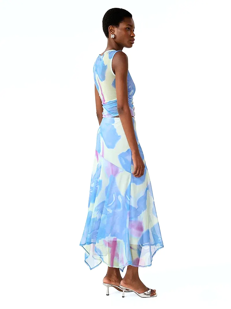 Delia Top in Mint Glitched Floral