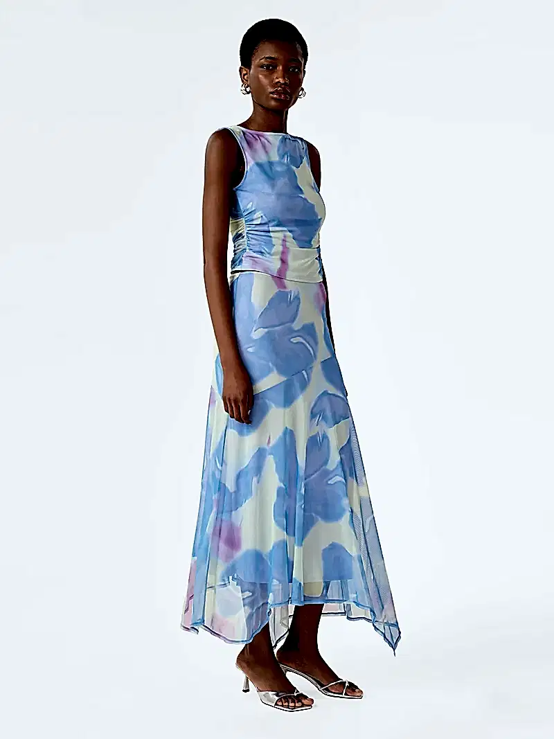 Delia Top in Mint Glitched Floral