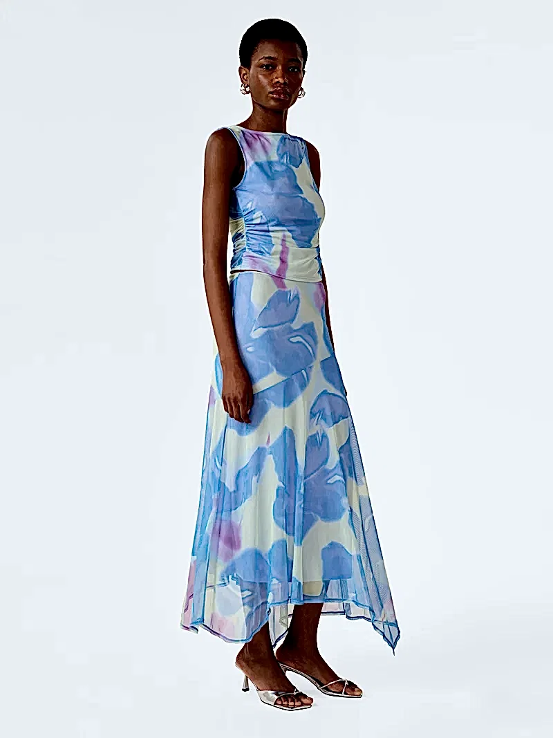 Cruze Skirt in Mint Glitched Floral