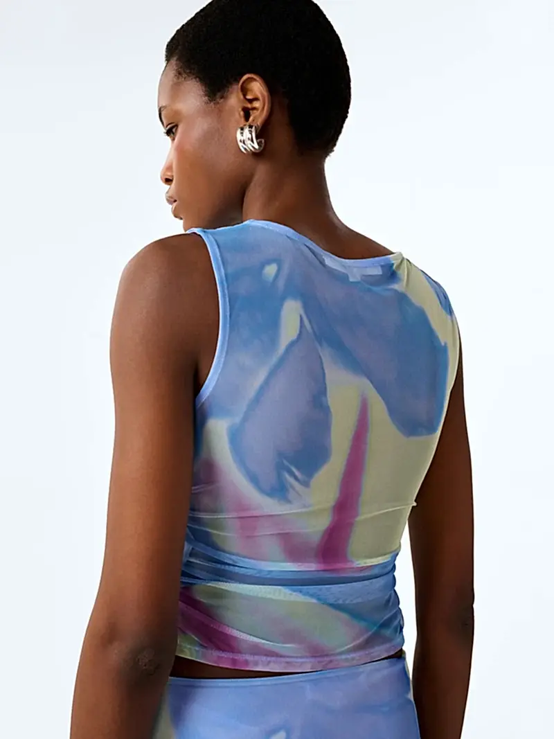 Delia Top in Mint Glitched Floral