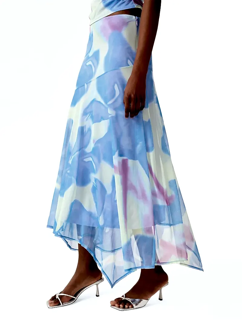 Cruze Skirt in Mint Glitched Floral