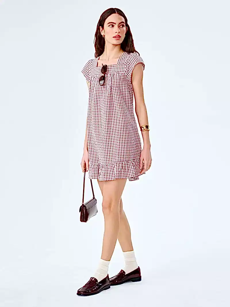 Delphine Dress in Choclate/Cream Gingham