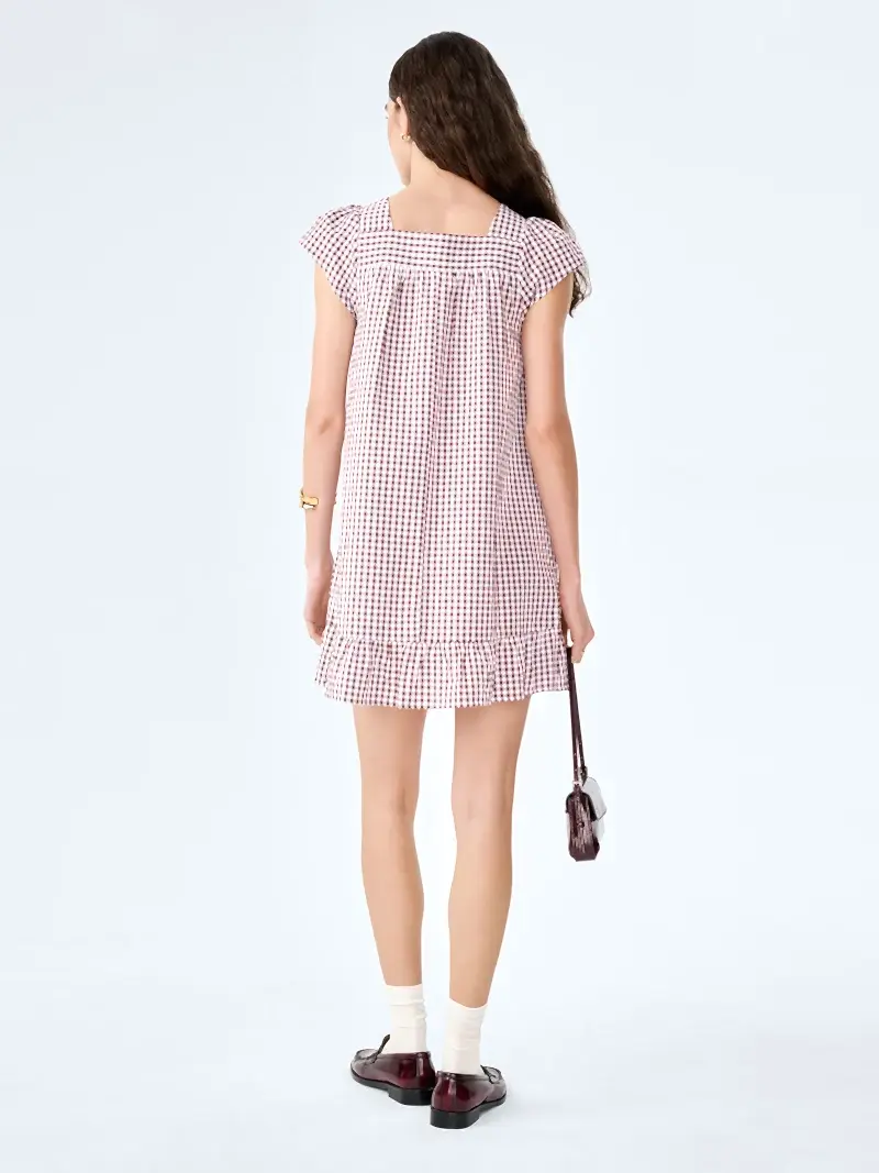 Delphine Dress in Choclate/Cream Gingham