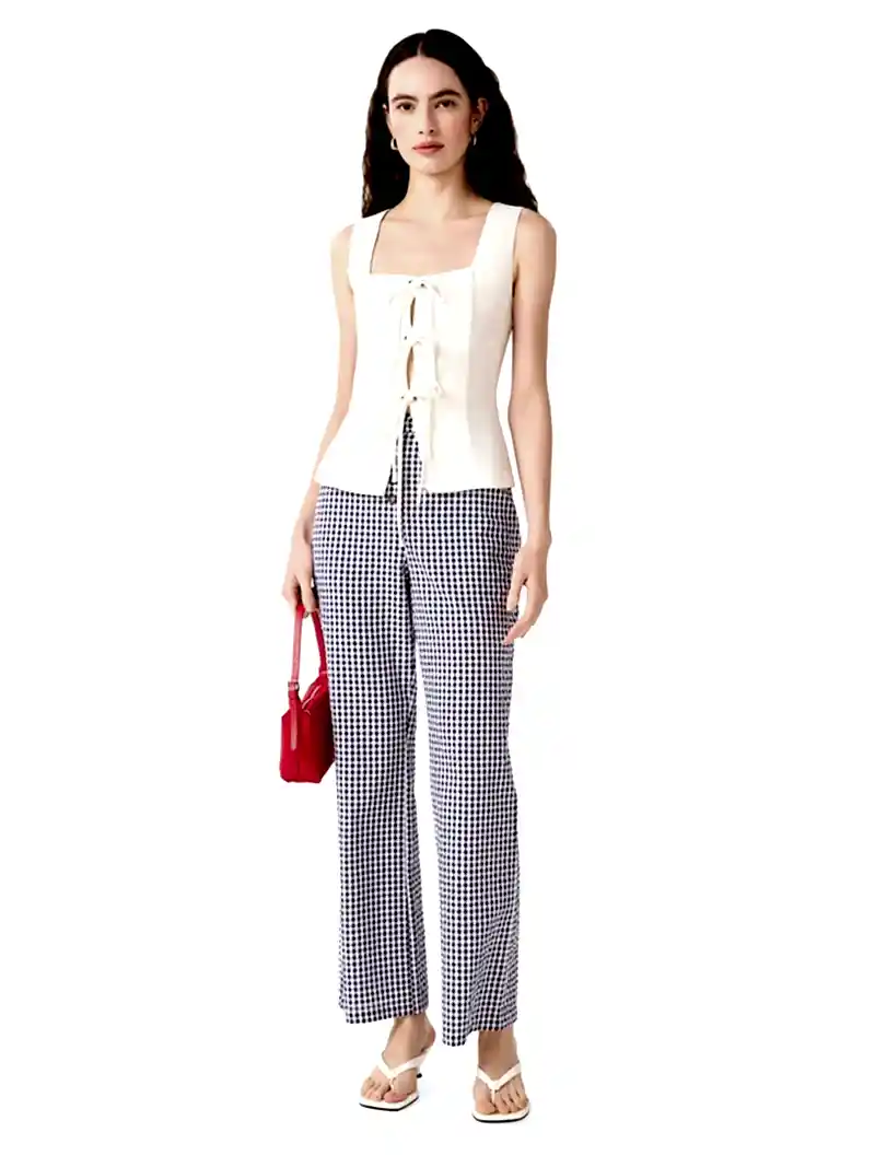 Elodie Trouser in Navy/Cream Gingham