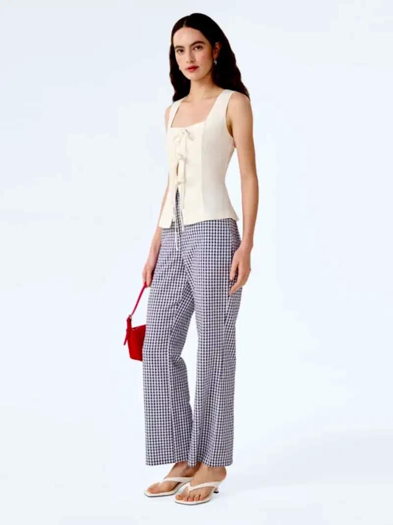 Elodie Trouser in Navy/Cream Gingham