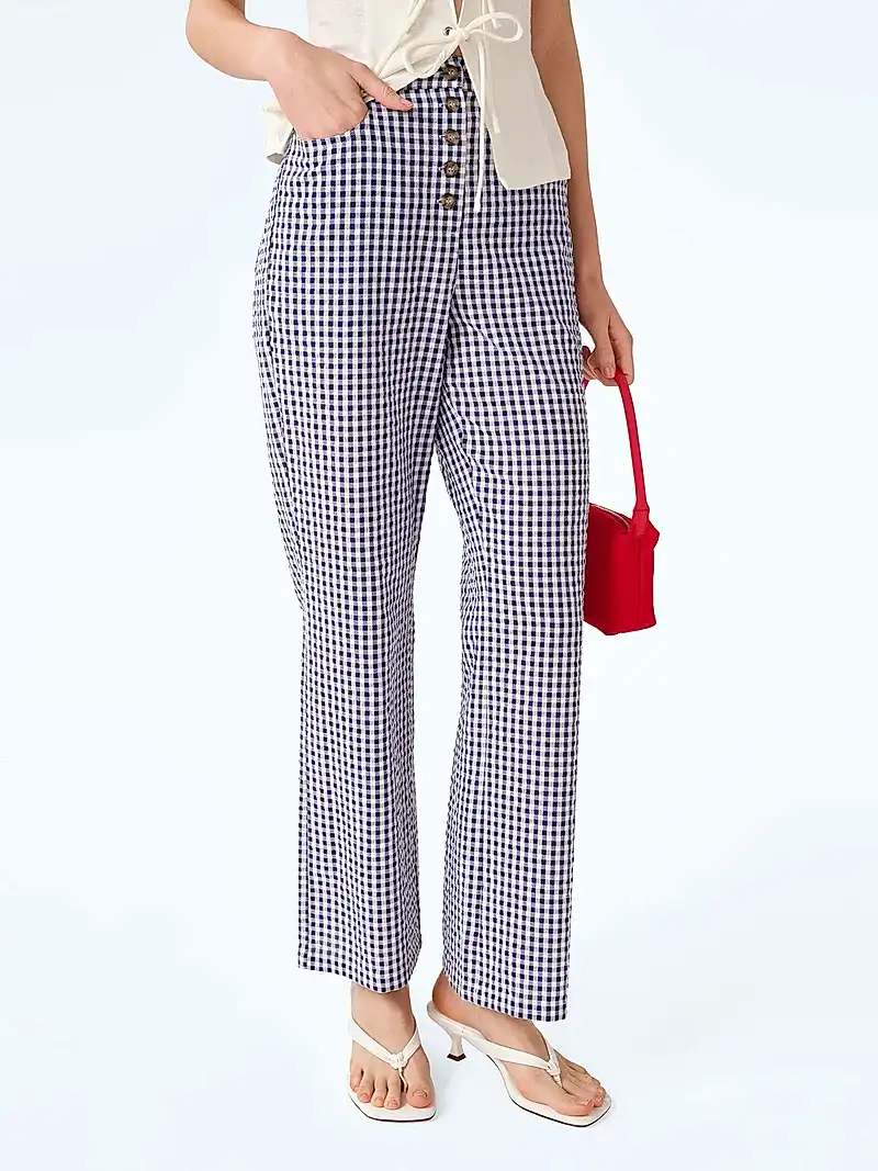 Elodie Trouser in Navy/Cream Gingham