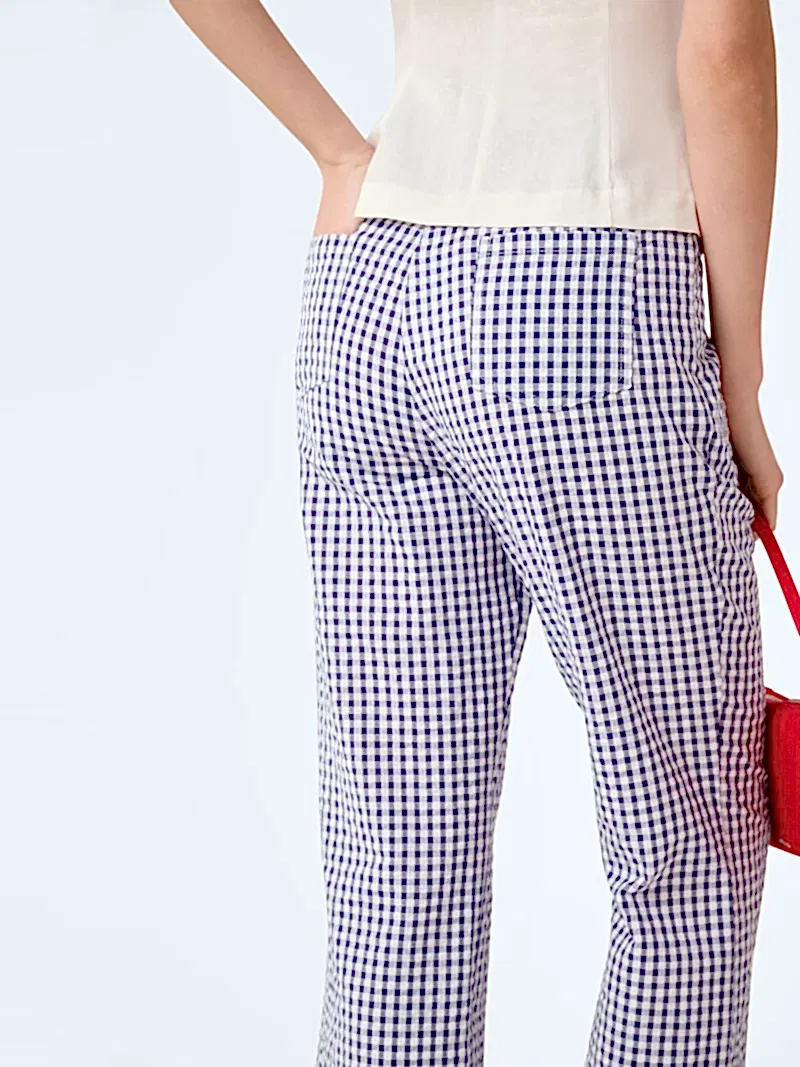 Elodie Trouser in Navy/Cream Gingham