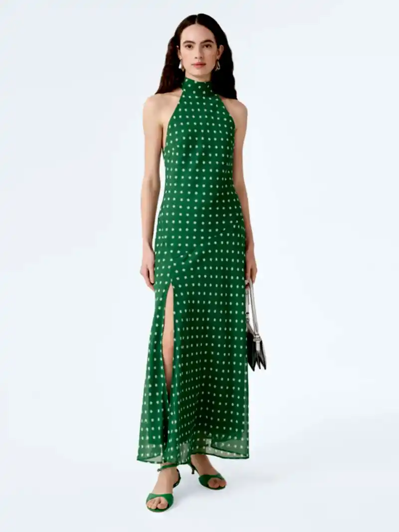 Elsie Dress in Green Starburst