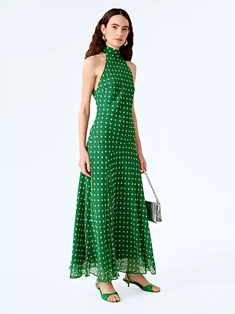 Elsie Dress in Green Starburst