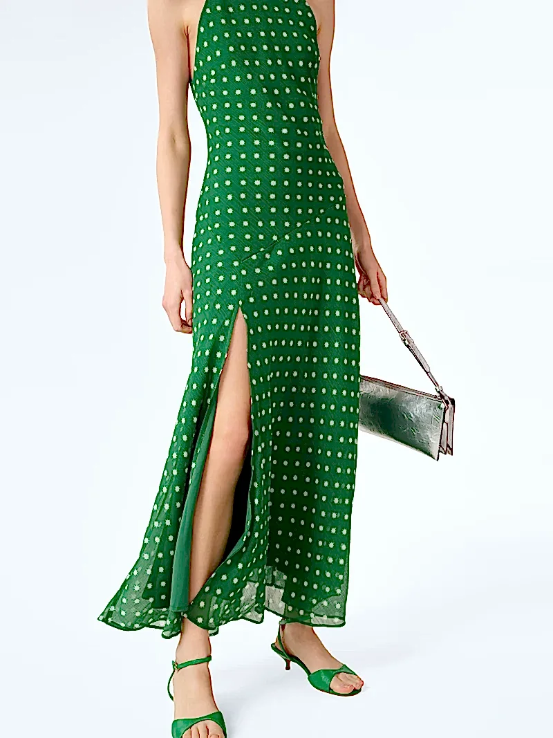 Elsie Dress in Green Starburst