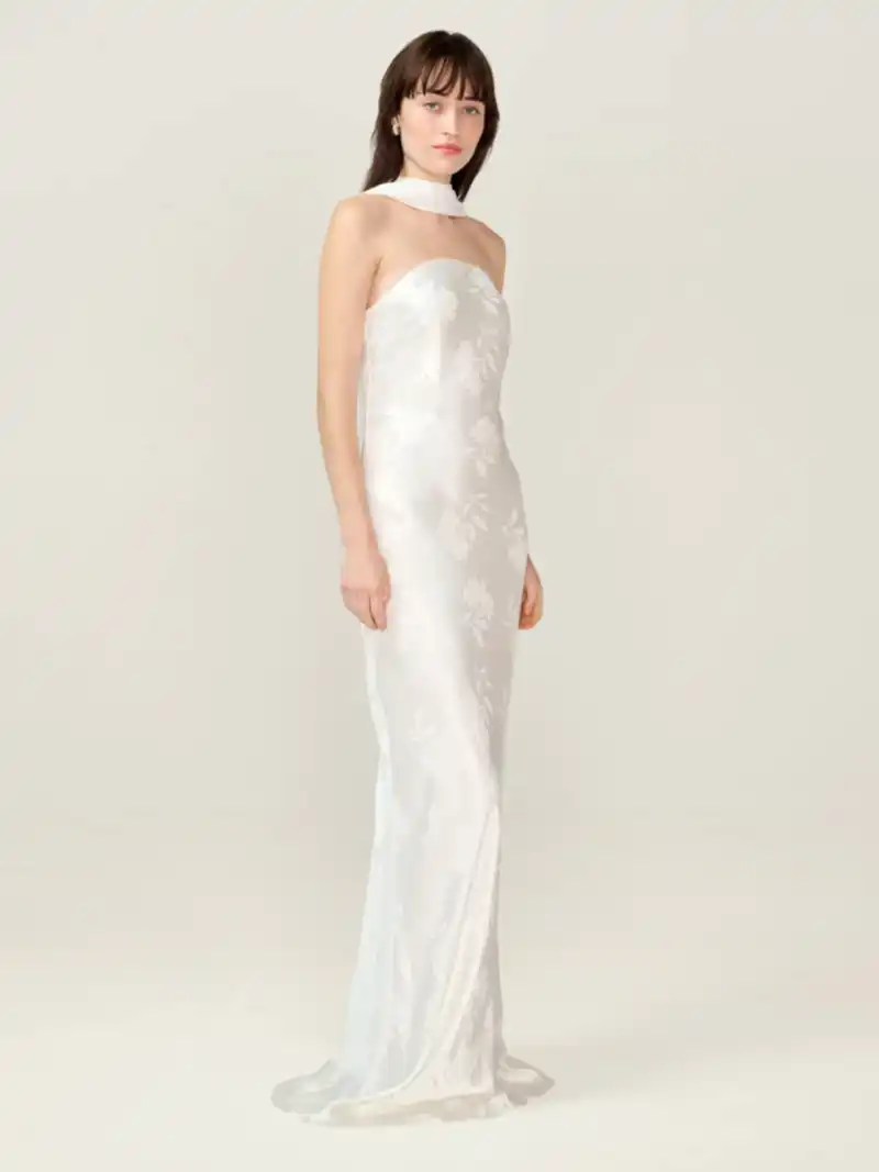 Faith Jacquard Dress in Ivory