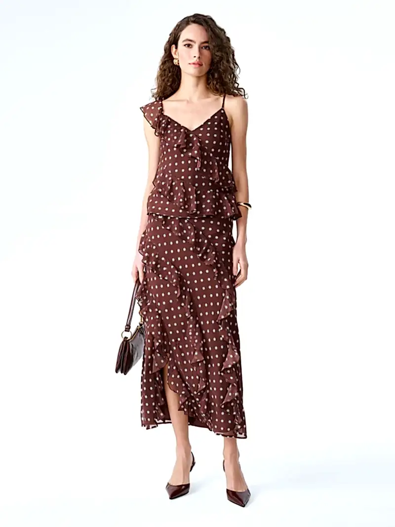 Francie Top in Brown Starburst Print