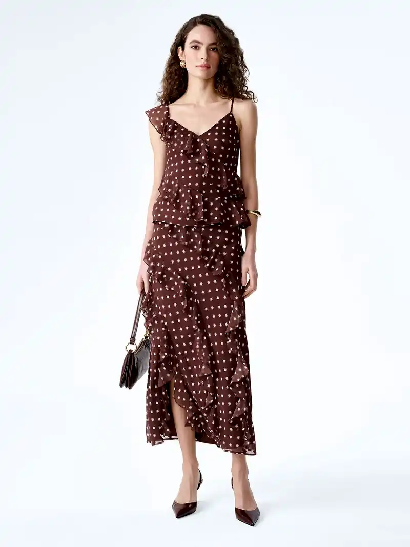 Darline Skirt in Brown Starburst Print