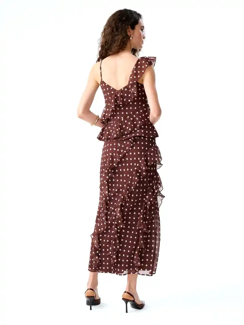 Francie Top in Brown Starburst Print