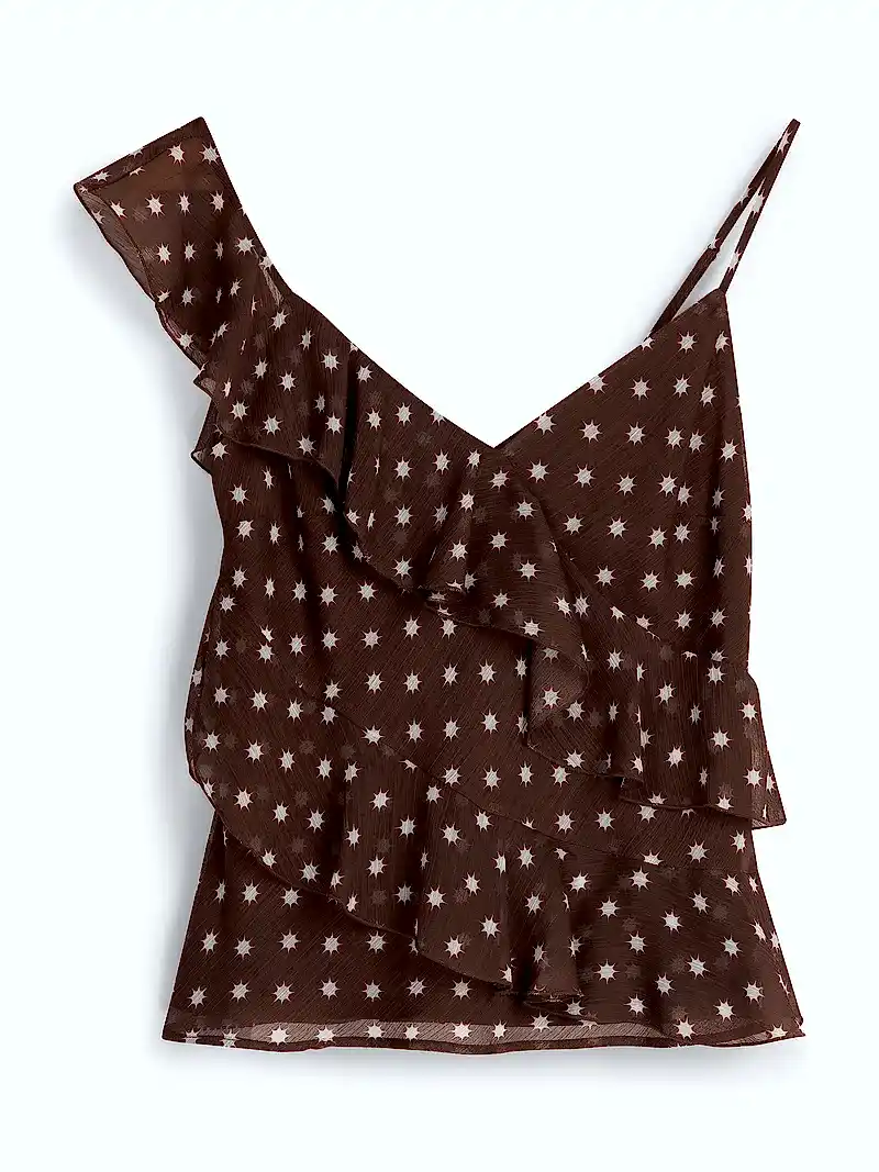 Francie Top in Brown Starburst Print