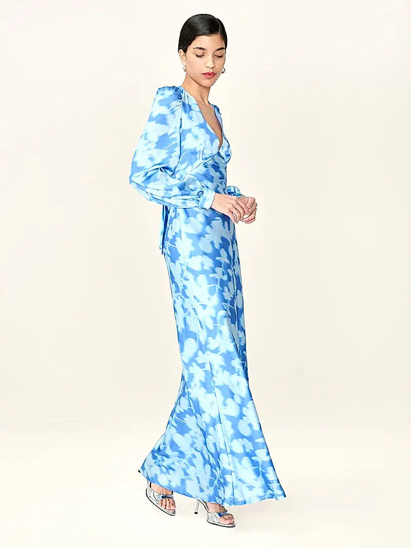 Francoise Dress in Blue Blurred Floral