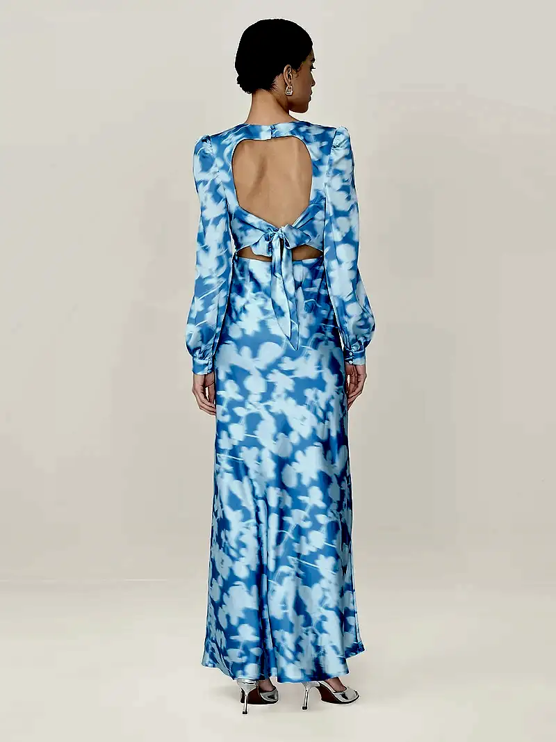 Francoise Dress in Blue Blurred Floral
