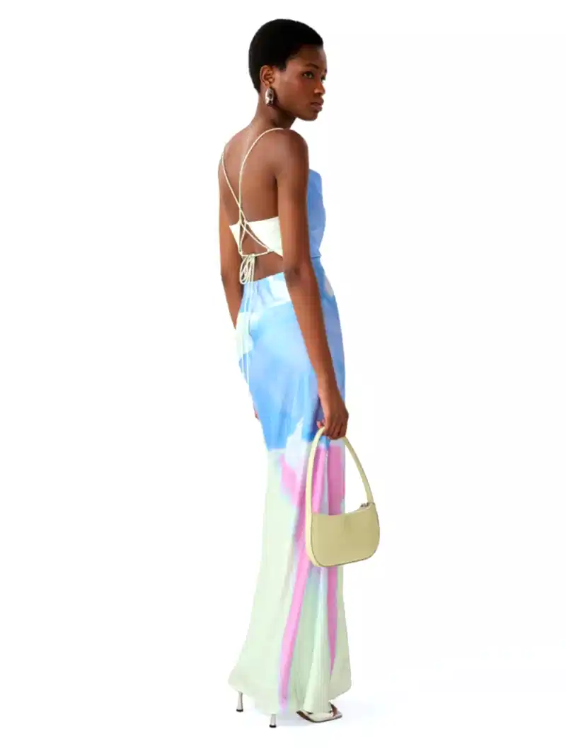 Ginny Dress in Mint Glitched Floral Placement