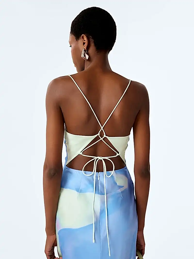 Ginny Dress in Mint Glitched Floral Placement