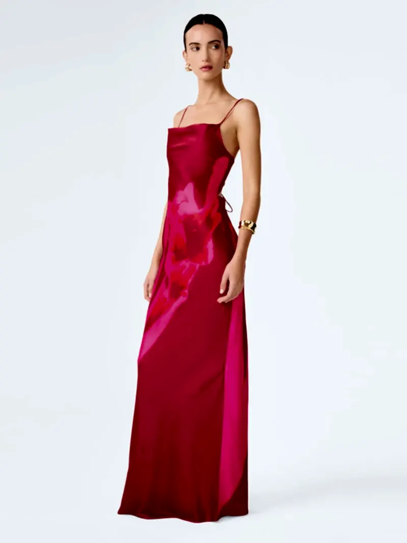 Ginny Dress in Red and Pink Floral Placement