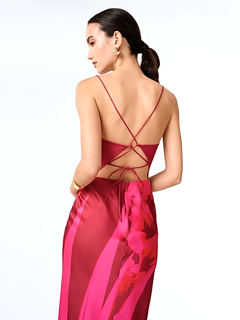 Ginny Dress in Red and Pink Floral Placement