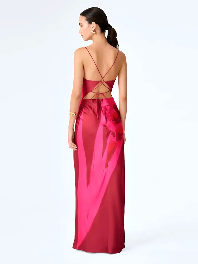 Ginny Dress in Red and Pink Floral Placement