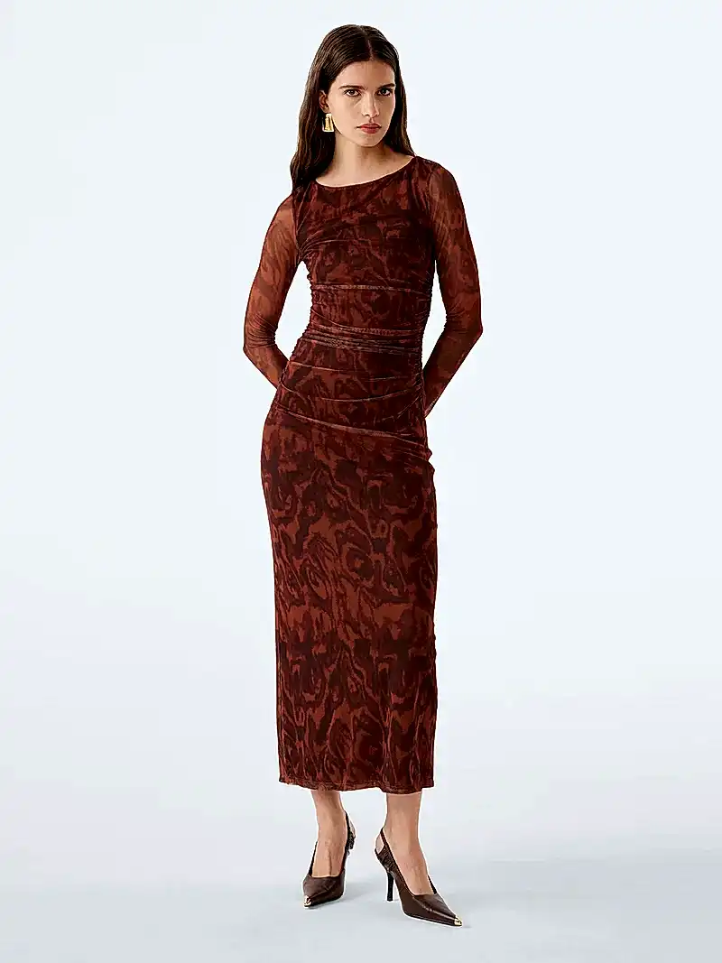 Hollis Dress in Woodgrain Print