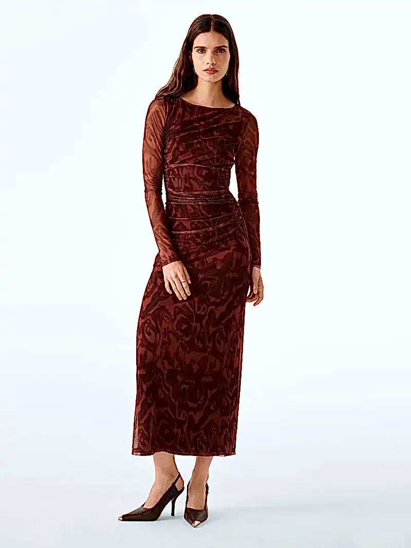 Hollis Dress in Woodgrain Print