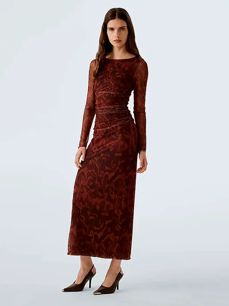 Hollis Dress in Woodgrain Print