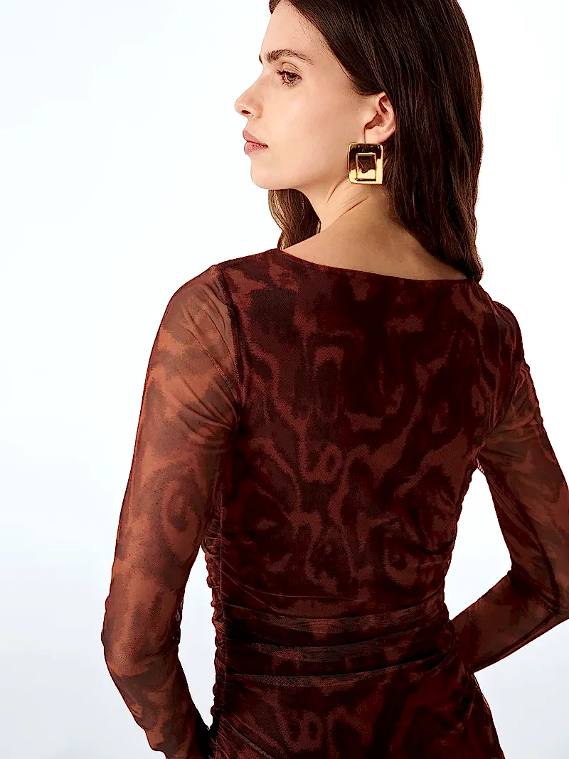 Hollis Dress in Woodgrain Print