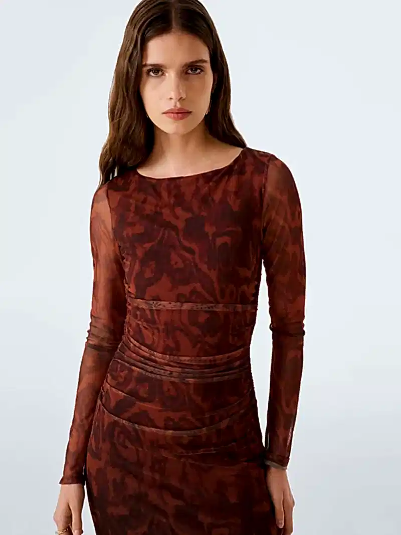 Hollis Dress in Woodgrain Print