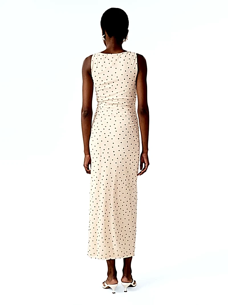 Hollis Sleeveless Dress in White Polka Dot