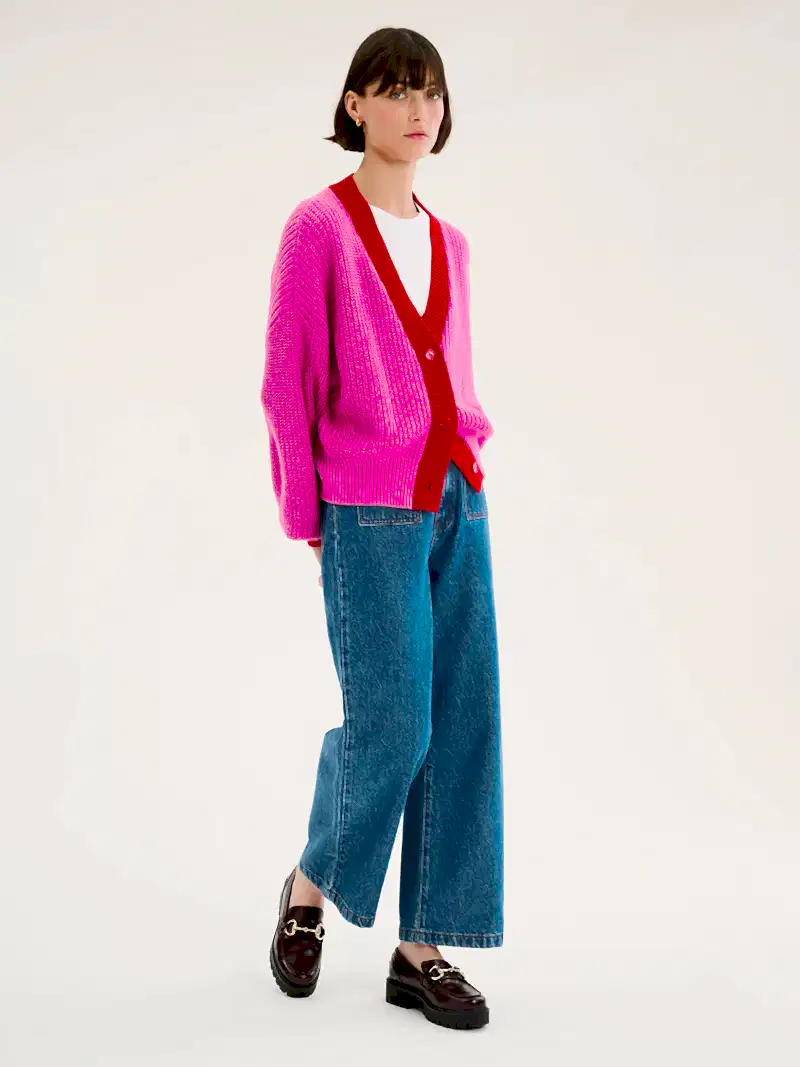 Hopper Cardigan in Pink and Red
