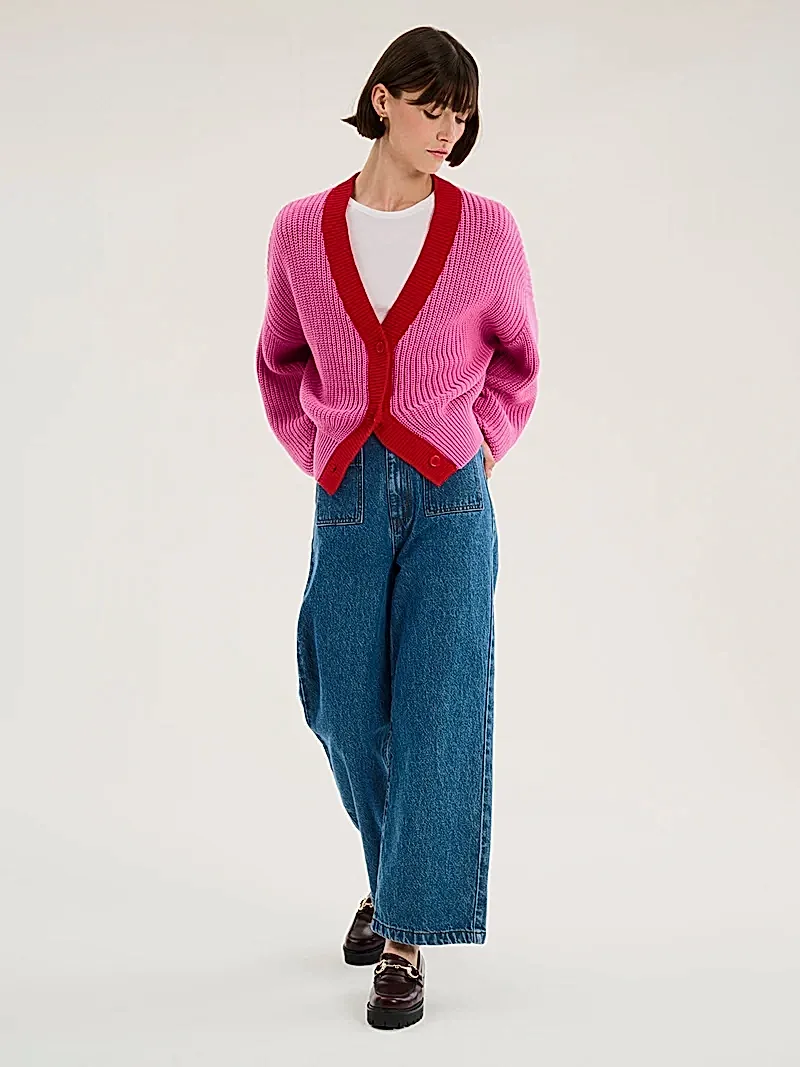 Hopper Cardigan in Pink and Red