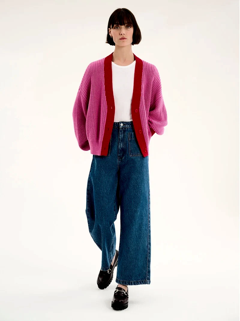Hopper Cardigan in Pink and Red
