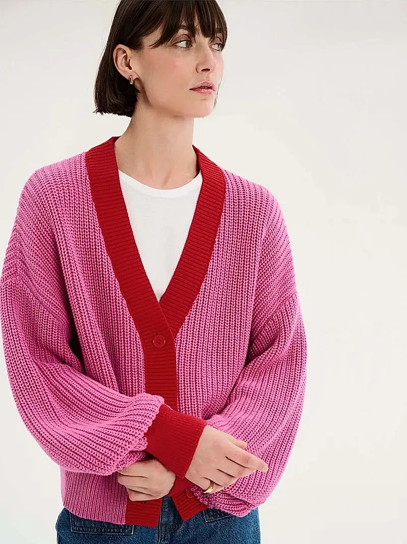 Hopper Cardigan in Pink and Red
