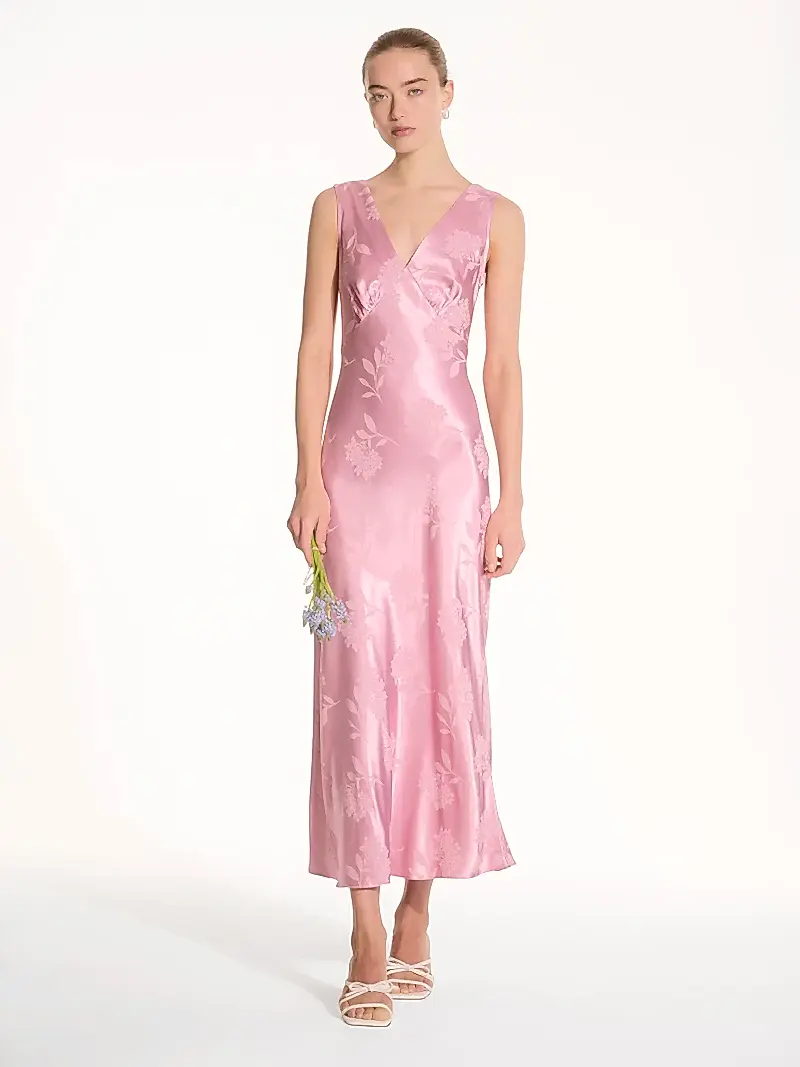 Iris Jacquard Dress in Vintage Pink