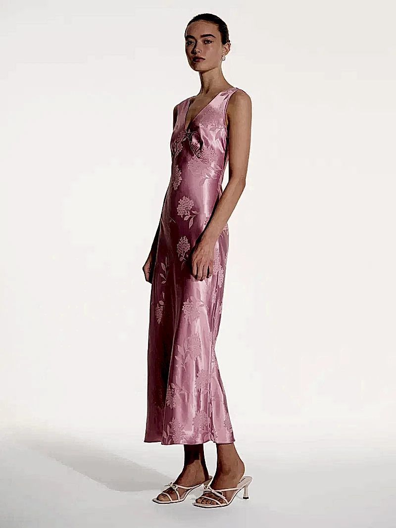 Iris Jacquard Dress in Vintage Pink