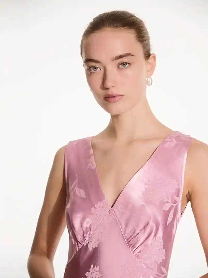 Iris Jacquard Dress in Vintage Pink