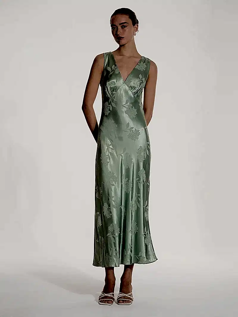 Iris Jacquard Dress in Sage