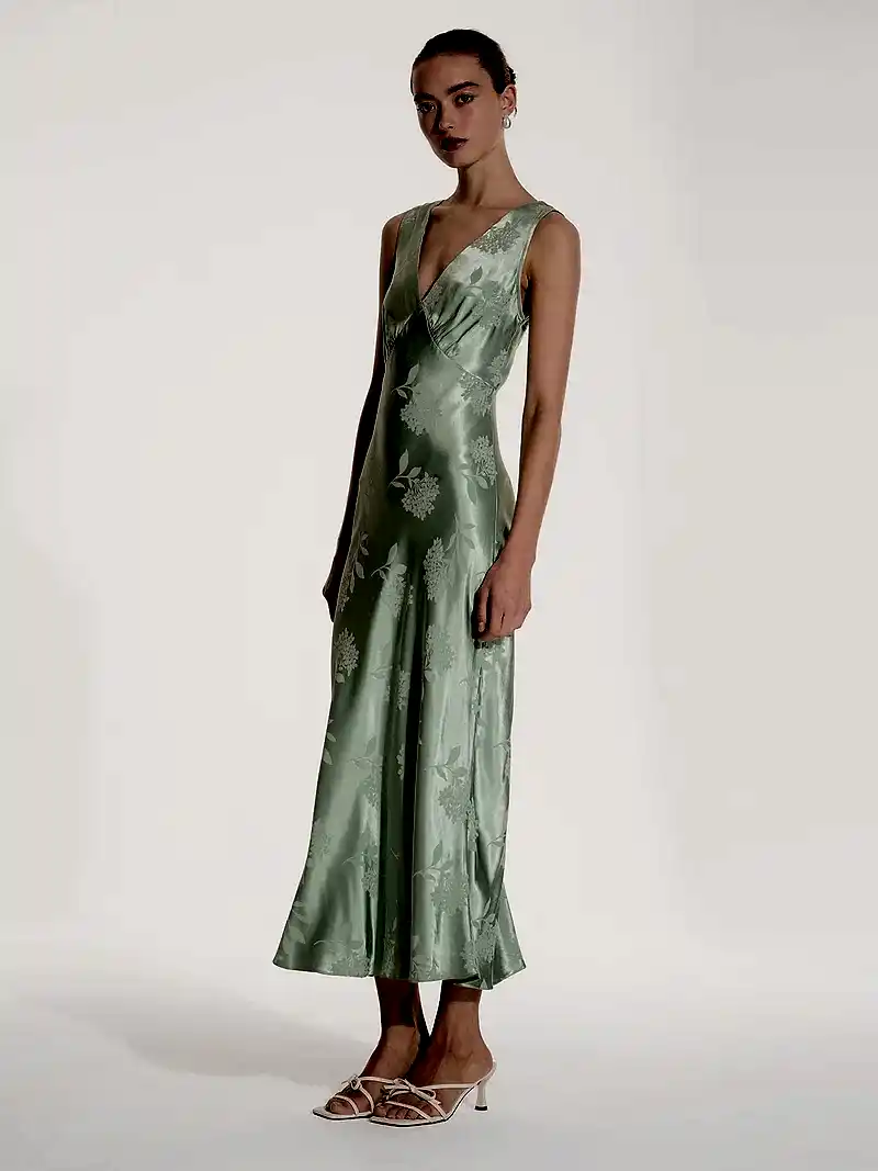 Iris Jacquard Dress in Sage