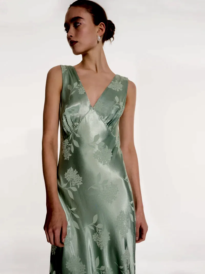 Iris Jacquard Dress in Sage