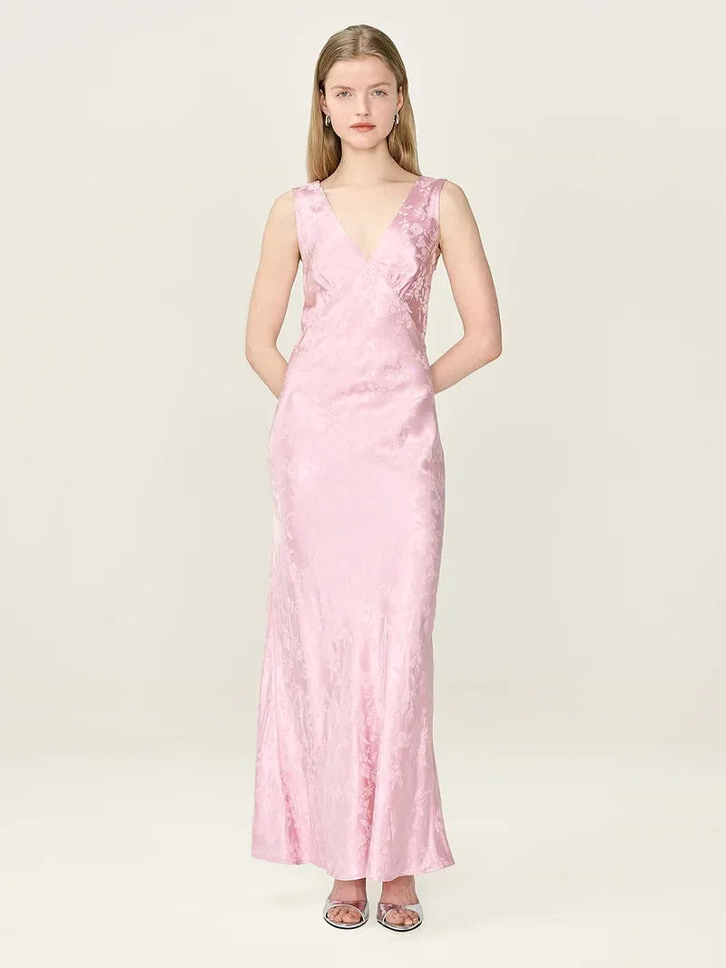 Iris Jacquard Dress in Bleached Mauve