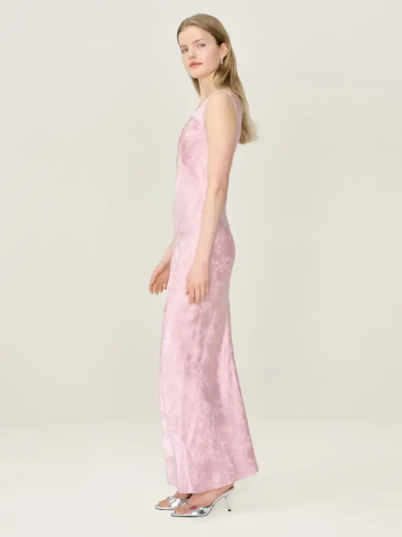 Iris Jacquard Dress in Bleached Mauve