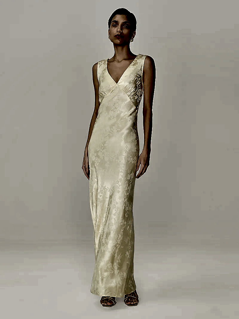 Iris Jacquard Dress in Double Cream